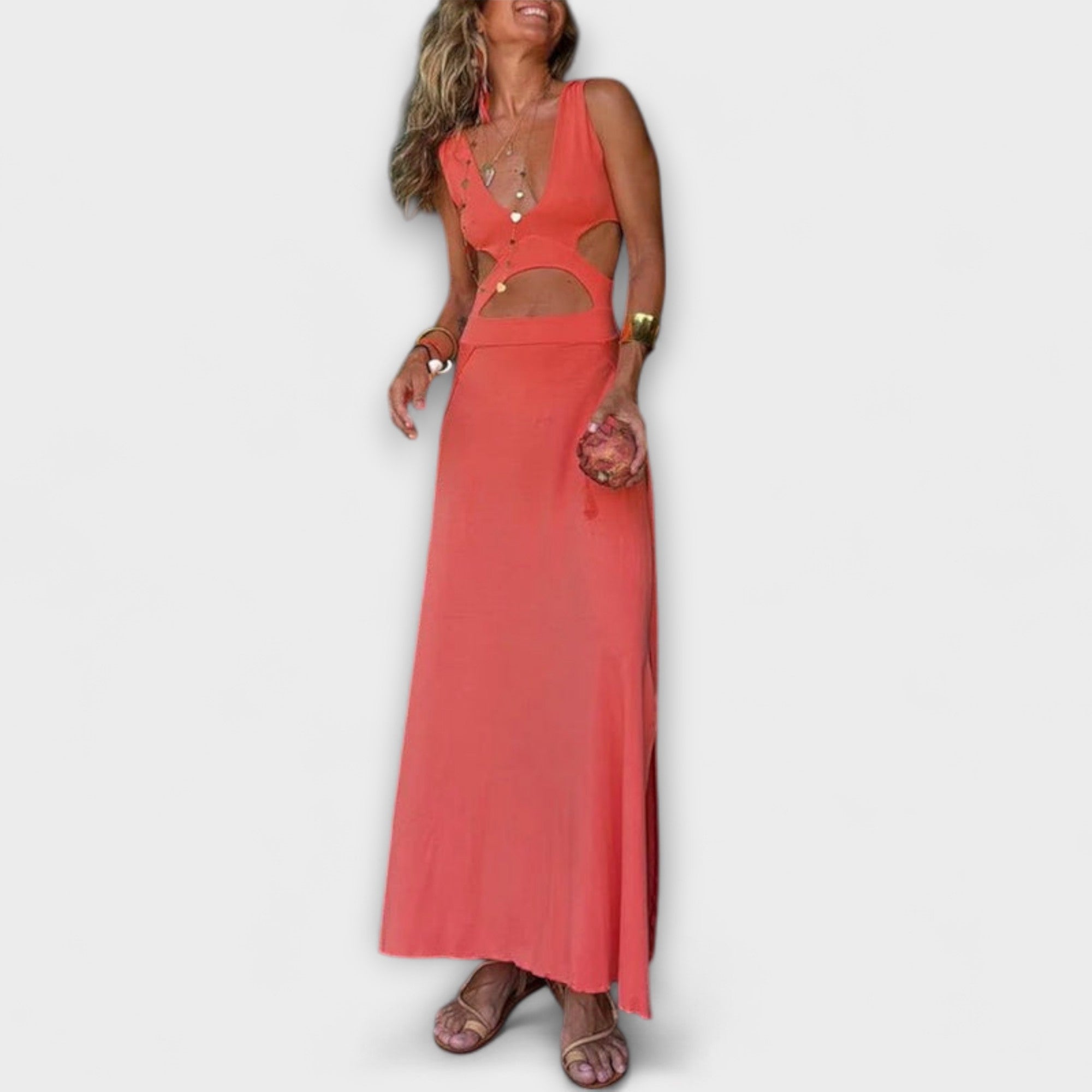 Ella - Eleanor Tie-Dye Izrezane Obleke z Razporki