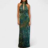 Maisie - Monet Iris Print Maxi obleka