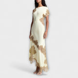 Margaret - Maxi obleka s satenskimi in čipkastimi detajli