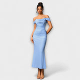 Ione - Bodycon obleka z odprtimi rameni in nabiranjem