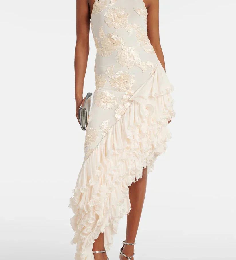 Karen - Maxi obleka s cvetličnimi aplikacijami