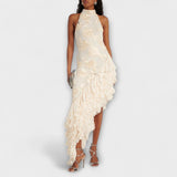 Karen - Maxi obleka s cvetličnimi aplikacijami