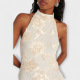 Karen - Maxi obleka s cvetličnimi aplikacijami