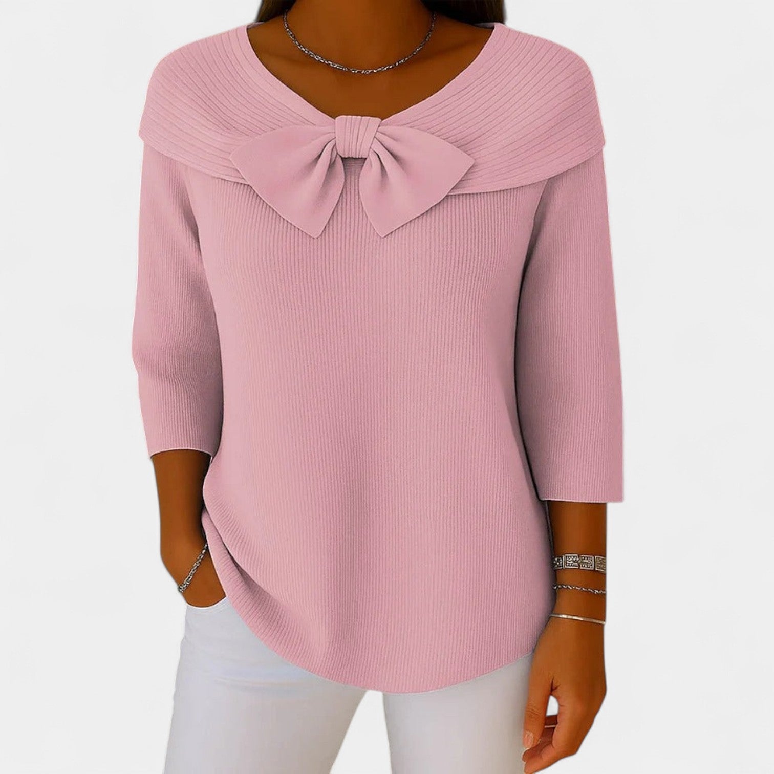 Alenka – Ženski pulover z romantično pentljo